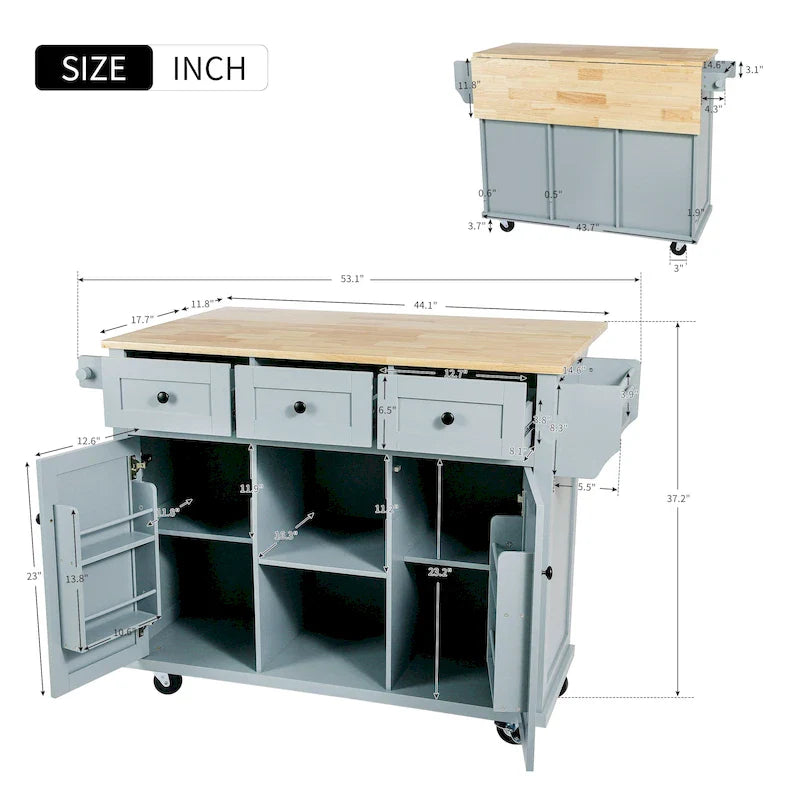Carrello da Cucina su Ruote Portatile con Contenitore