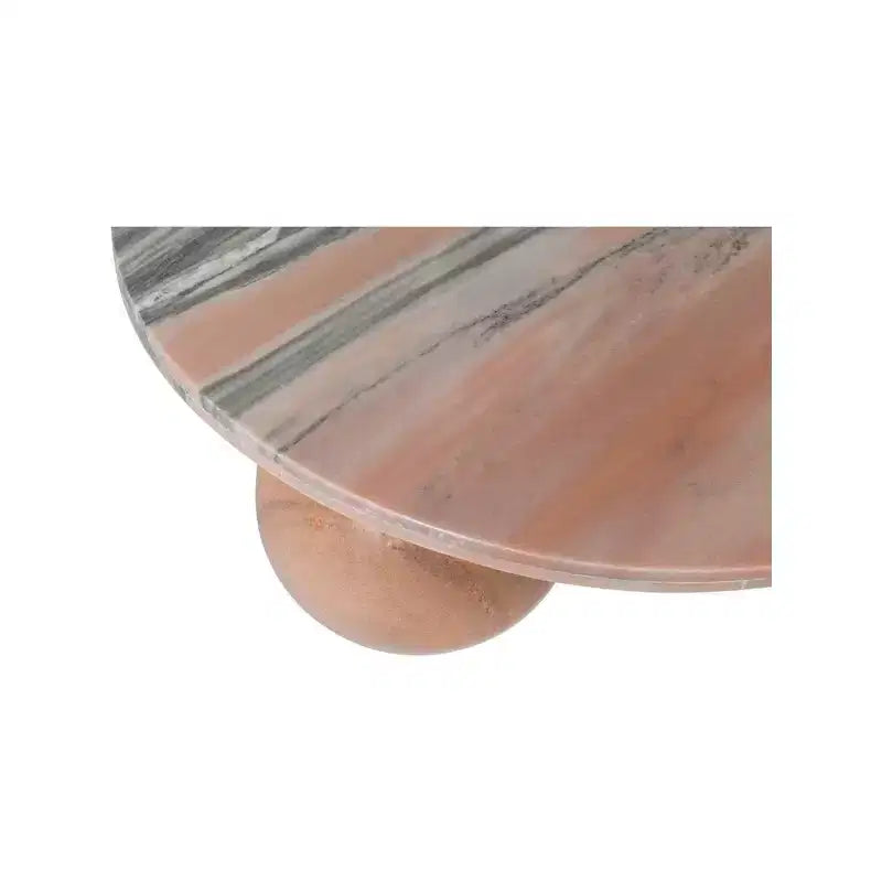 Round Marble Coffee Table with Sphere Legs, Multicolor, Seats 4â€?